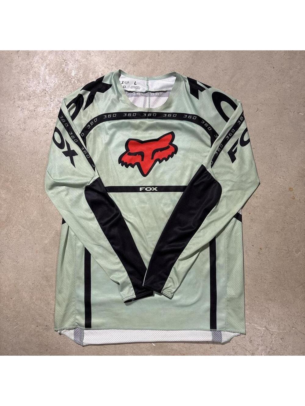 Vintage Y2K Fox Racing 360 Motocross Jersey Mens L Mint Green Black Red MX